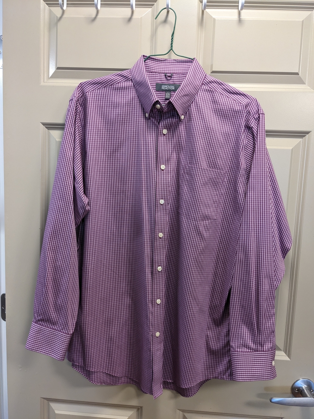 Kenneth Cole Reaction Check Button-Down Dress Shirt Size 16- 16 1/2 34/35